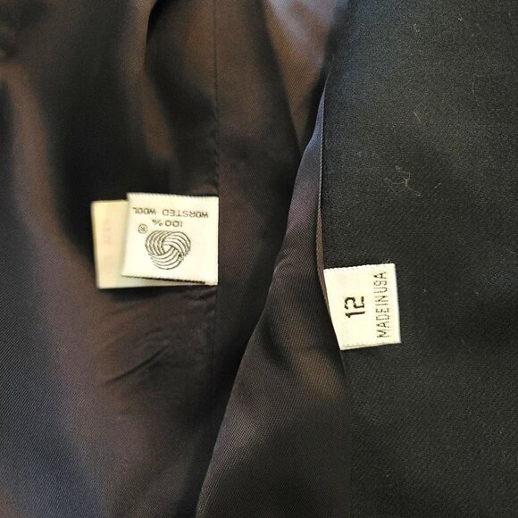 Vintage Navy Blue Wool Blazer Gold Buttons FOR UPCYCLING Womens Size 8  DH854 - Picture 11 of 12